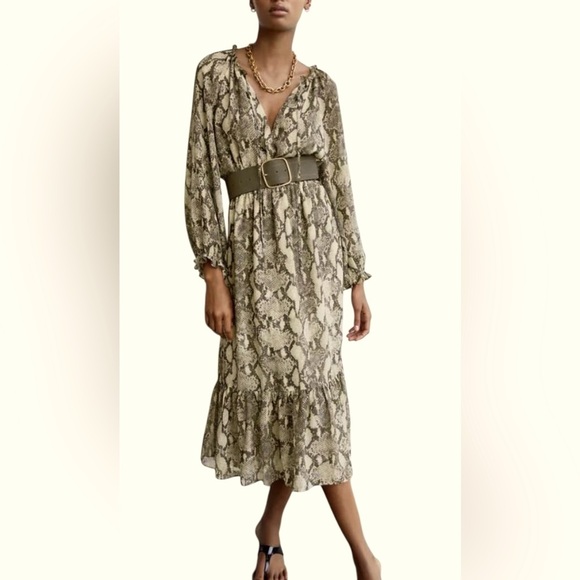 ZARA Long Midi Maxi Animal Print dress Size XS - Picture 14 of 14